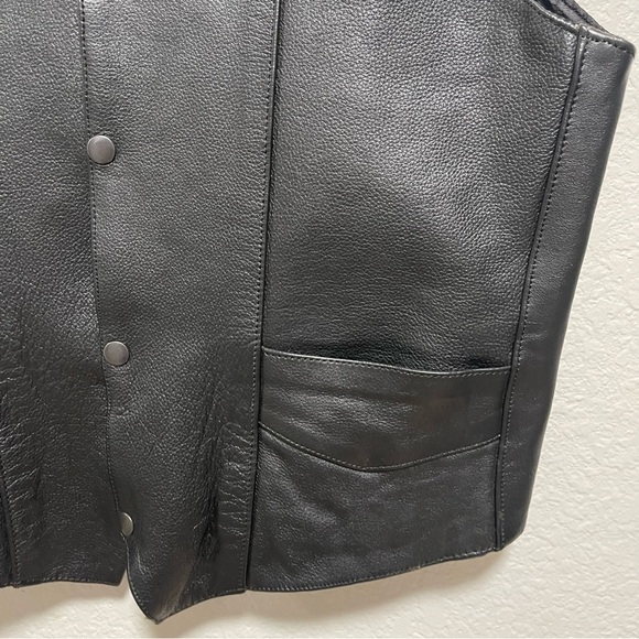 Vintage Vance Leathers Men’s Black Motorcycle Vest Size 44 - Picture 3 of 5